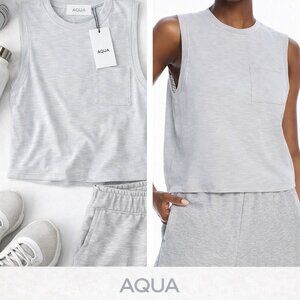 Aqua Harbor Mist Slub Jersey Muscle Tank S NWT Cotton Modal Athleisure